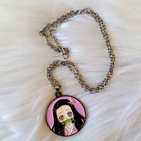Hot Topic Demon Slayer: Kimetsu No Yaiba Nezuko Circular Enamel Pendant Necklace - Picture 5 of 10